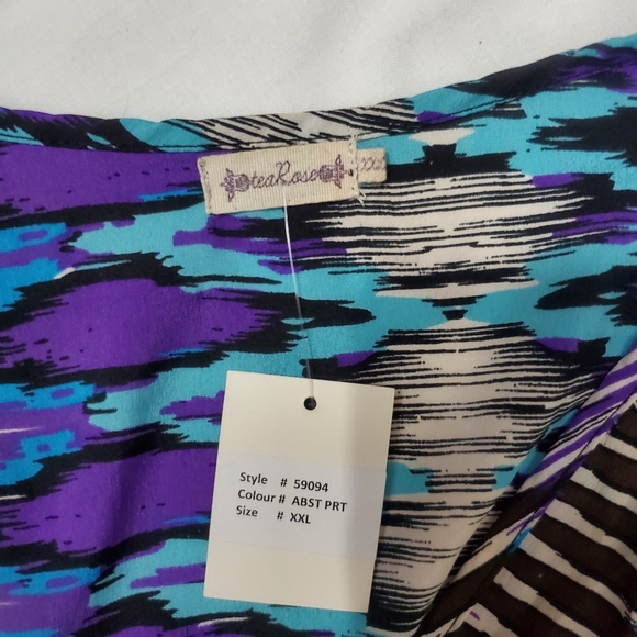 TEA Rose Tank Top Racer Blue Purple Abstract Sleeveless XXL NWT Plus Size - Picture 6 of 7